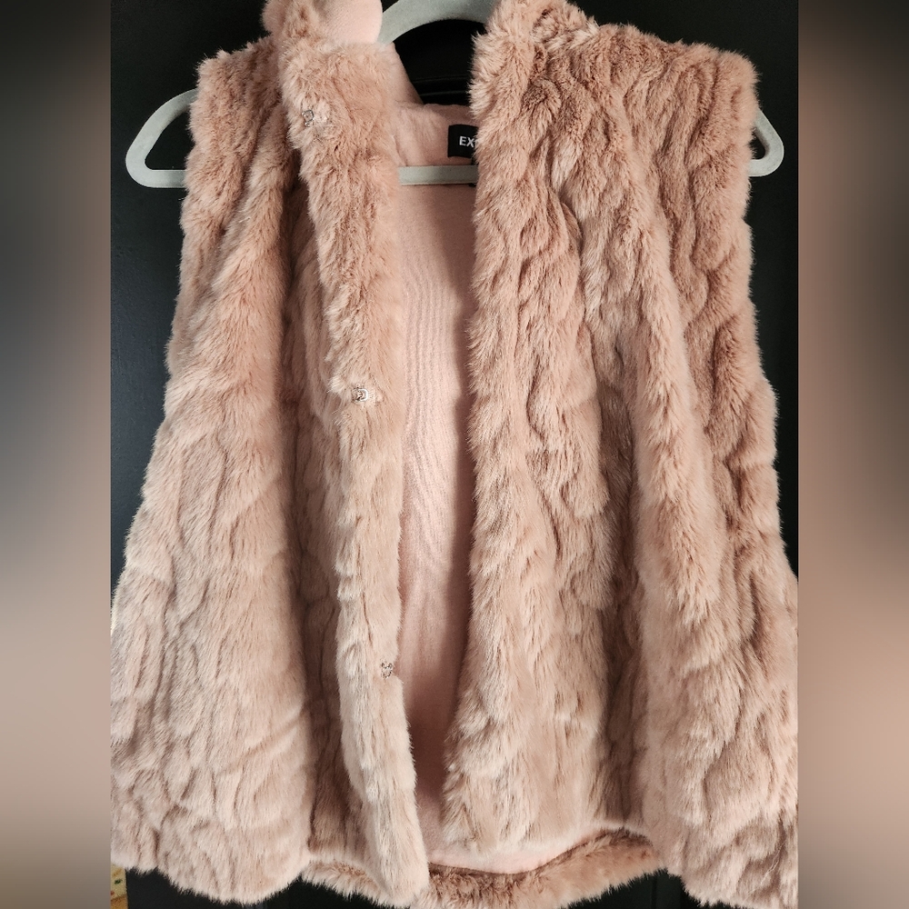 Express Womens Fur Hooded Vest